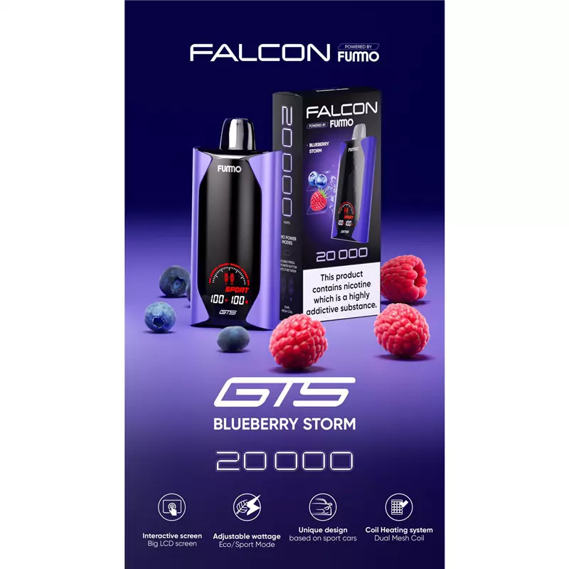 پاد یکبار مصرف فومو بلوبری رزبری FUMMO FALCON BLUEBERRY STORM 20000